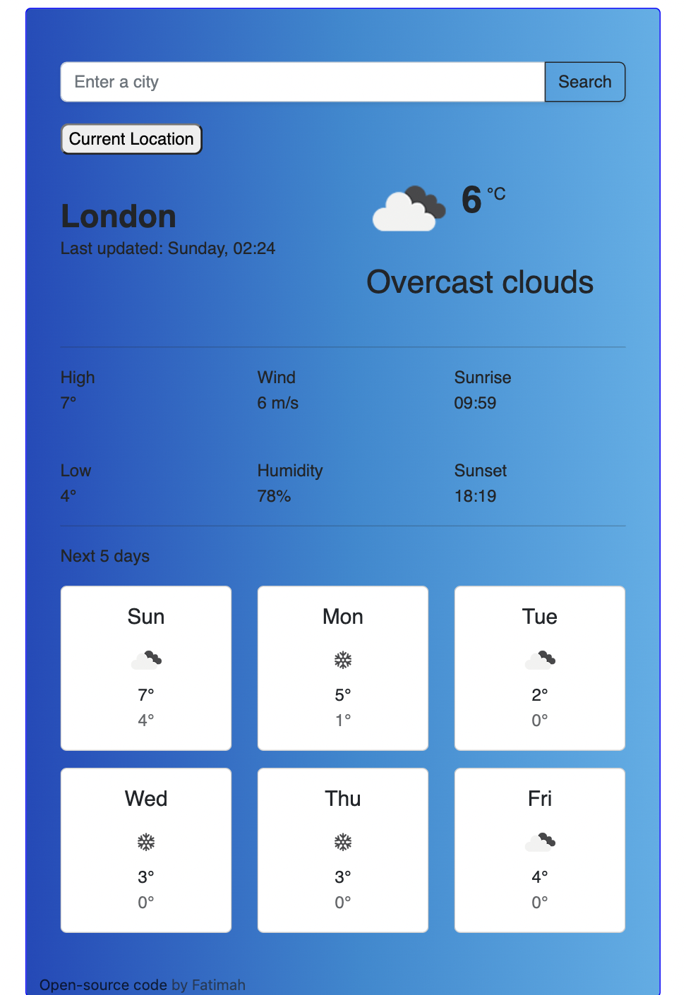 Weather app preview